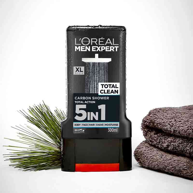 L'OREAL Men Expert Total Clean Gel Douche Carbone 5 en 1 Action Total