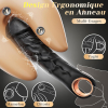 Godemichet Vibromasseur Réaliste Noir Avec Anneau en Or – Image 2