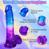 Godemichet Sex Toys Réaliste en Silicone Avec Ventouse Bleu & Vilolet