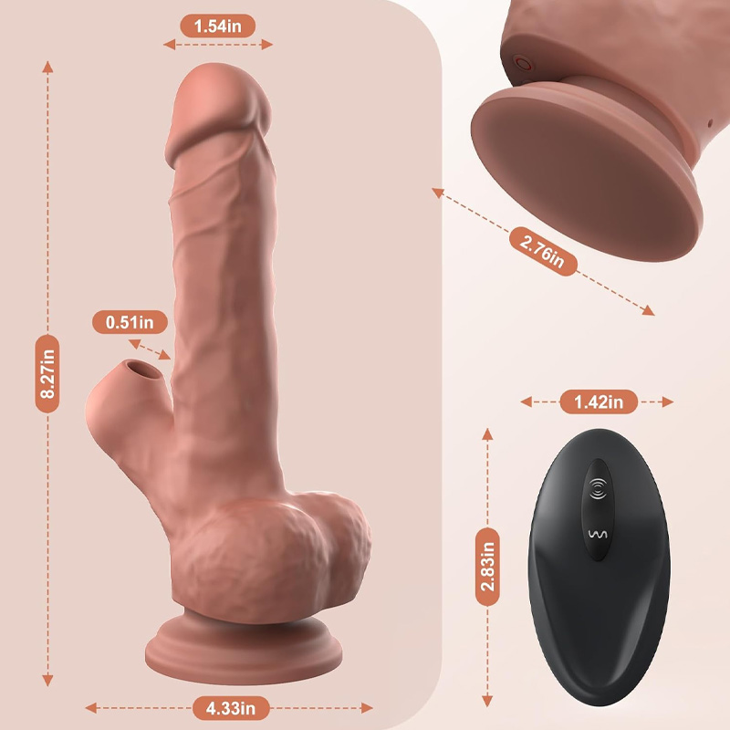 Gode XXL Réaliste Avec Ventouse & Stimulateur Clitoridien + Télécommande