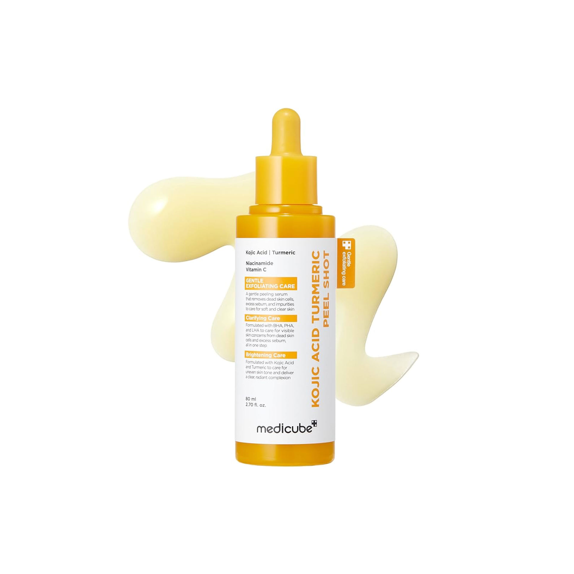MEDICUBE Kojic Acid Turmeric Peel Shot Soin Peeling Exfoliant & Éclaircissant au Curcuma & Acide Kojique Pour le Visage