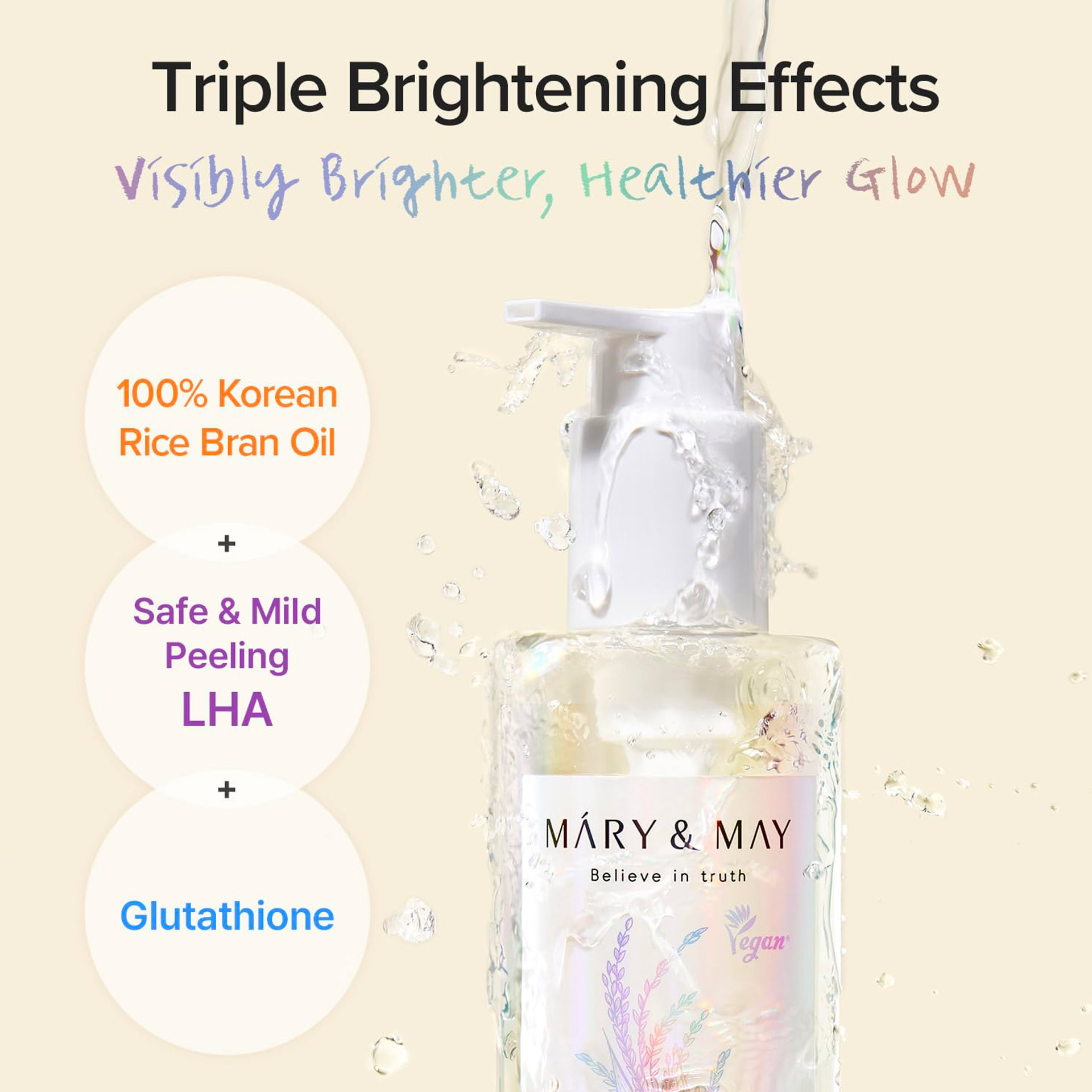 MARY & MAY Rice Glutathione LHA Cleansing Oil Huile Démaquillante à L'Extrait de Riz & Glutathion