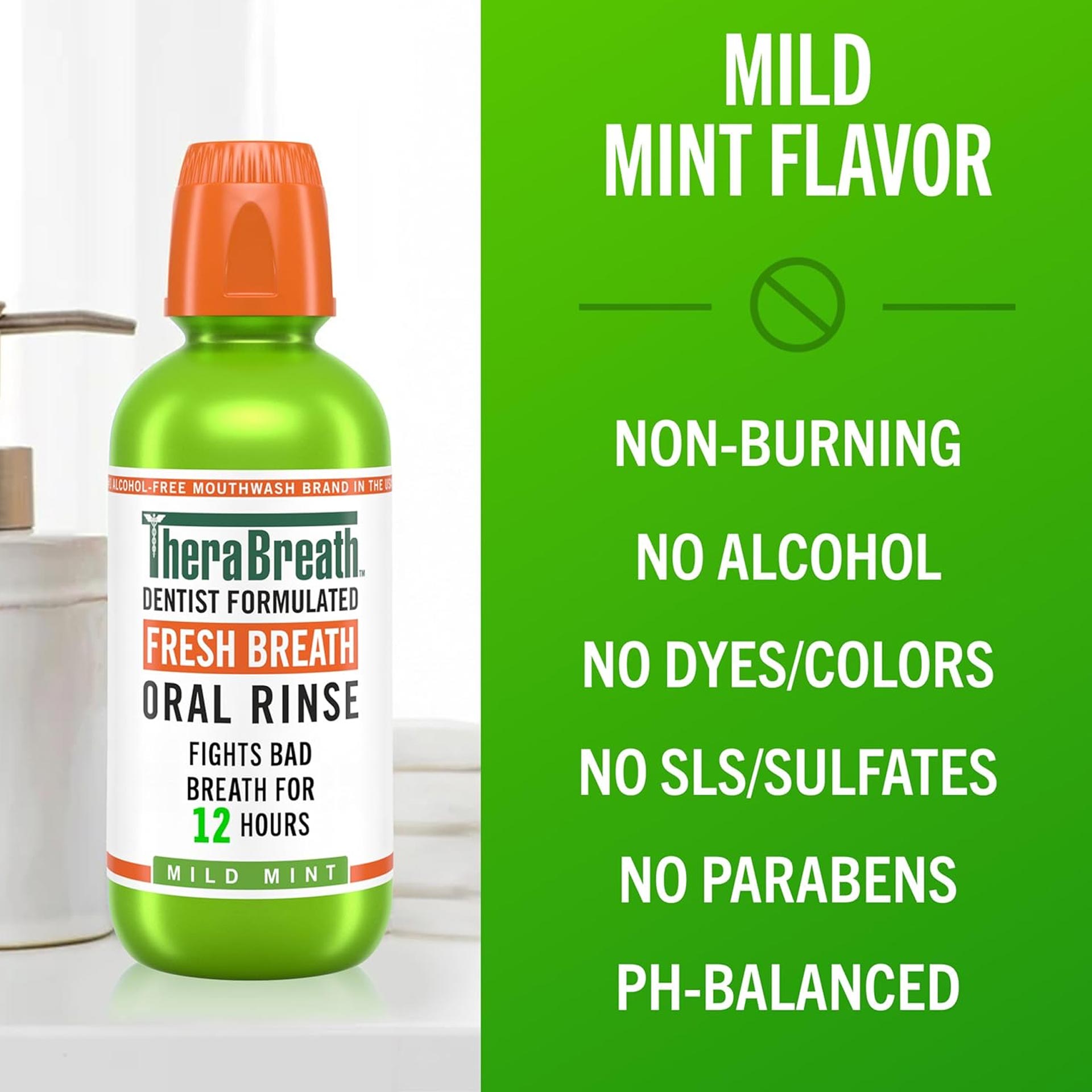 THERABREATH Fresh Breath Mild Mint Bain de Bouche Haleine Fraîche Menthe Douce – Image 2